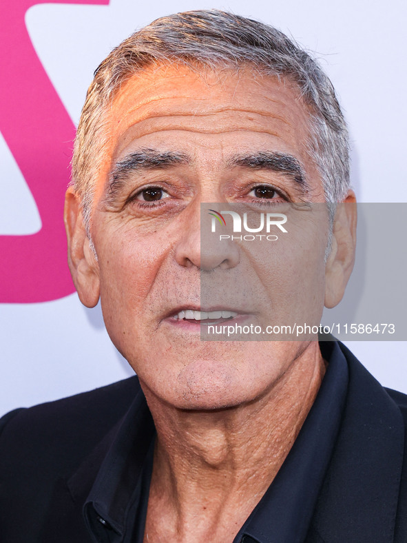 George Clooney arrives at the Los Angeles Premiere Of Apple TV+'s 'Wolfs' held at the TCL Chinese Theatre IMAX on September 18, 2024 in Holl...