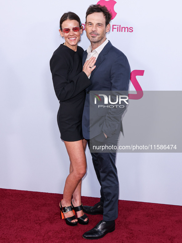 Sosie Bacon and Scoot McNairy arrive at the Los Angeles Premiere Of Apple TV+'s 'Wolfs' held at the TCL Chinese Theatre IMAX on September 18...