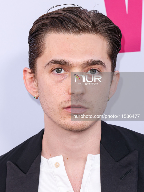 Austin Abrams arrives at the Los Angeles Premiere Of Apple TV+'s 'Wolfs' held at the TCL Chinese Theatre IMAX on September 18, 2024 in Holly...