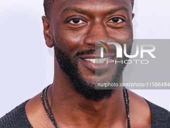 Aldis Hodge arrives at the Los Angeles Premiere Of Apple TV+'s 'Wolfs' held at the TCL Chinese Theatre IMAX on September 18, 2024 in Hollywo...