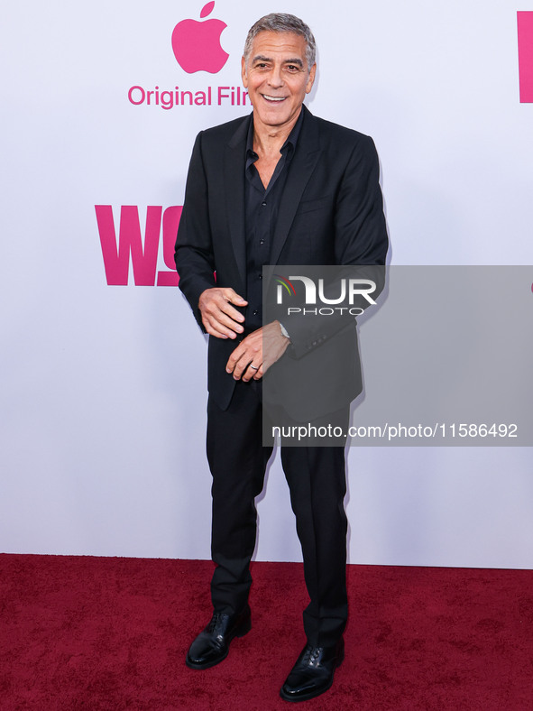 George Clooney arrives at the Los Angeles Premiere Of Apple TV+'s 'Wolfs' held at the TCL Chinese Theatre IMAX on September 18, 2024 in Holl...