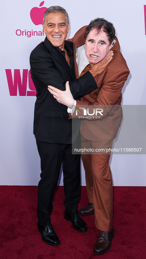 George Clooney and Richard Kind arrive at the Los Angeles Premiere Of Apple TV+'s 'Wolfs' held at the TCL Chinese Theatre IMAX on September...