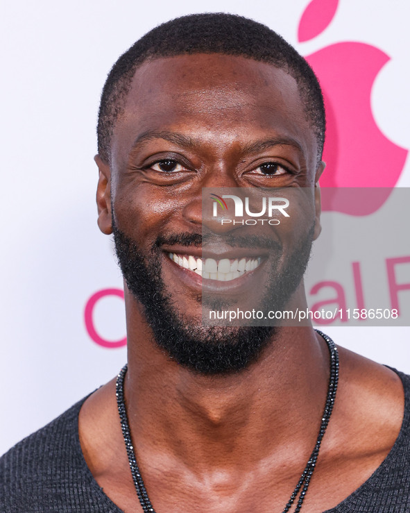 Aldis Hodge arrives at the Los Angeles Premiere Of Apple TV+'s 'Wolfs' held at the TCL Chinese Theatre IMAX on September 18, 2024 in Hollywo...