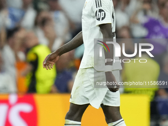 Antonio Rudiger centre-back of Real Madrid and Germany celebrates after scoring his sides first goal during the UEFA Champions League 2024/2...