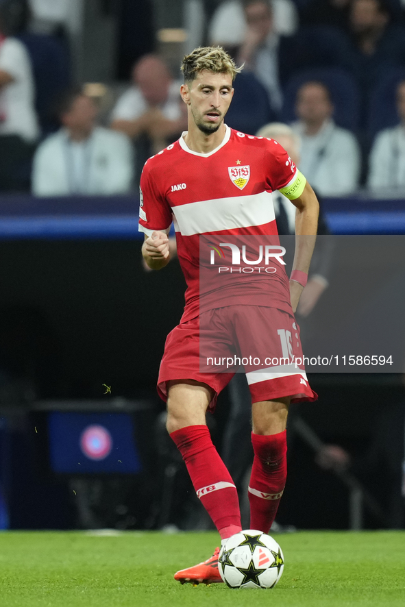 Atakan Karazor defensive midfield of Stuttgart and Turkiye during the UEFA Champions League 2024/25 League Phase MD1 match between Real Madr...