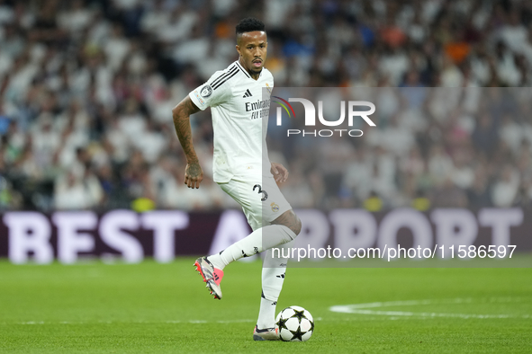 Eder Militao centre-back of Real Madrid and Brazil during the UEFA Champions League 2024/25 League Phase MD1 match between Real Madrid C.F....