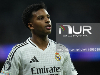 Rodrygo Goes right winger of Real Madrid and Brazil during the UEFA Champions League 2024/25 League Phase MD1 match between Real Madrid C.F....