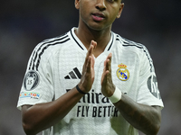 Rodrygo Goes right winger of Real Madrid and Brazil during the UEFA Champions League 2024/25 League Phase MD1 match between Real Madrid C.F....