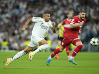 Kylian Mbappe centre-forward of Real Madrid and France in action during the UEFA Champions League 2024/25 League Phase MD1 match between Rea...