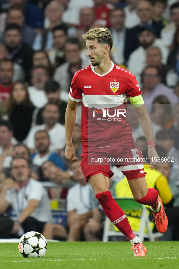 Atakan Karazor defensive midfield of Stuttgart and Turkiye during the UEFA Champions League 2024/25 League Phase MD1 match between Real Madr...