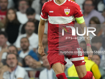 Atakan Karazor defensive midfield of Stuttgart and Turkiye during the UEFA Champions League 2024/25 League Phase MD1 match between Real Madr...