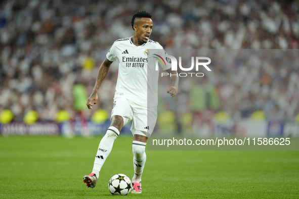 Eder Militao centre-back of Real Madrid and Brazil during the UEFA Champions League 2024/25 League Phase MD1 match between Real Madrid C.F....