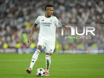 Eder Militao centre-back of Real Madrid and Brazil during the UEFA Champions League 2024/25 League Phase MD1 match between Real Madrid C.F....