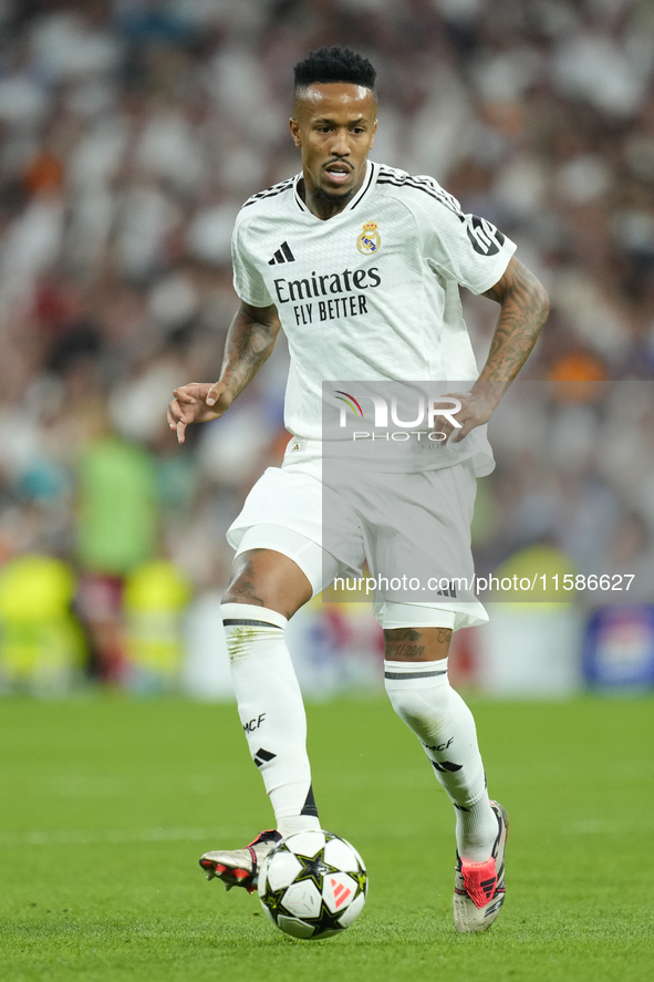 Eder Militao centre-back of Real Madrid and Brazil during the UEFA Champions League 2024/25 League Phase MD1 match between Real Madrid C.F....