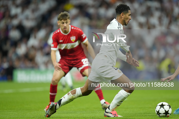 Jude Bellingham central midfield of Real Madrid and England during the UEFA Champions League 2024/25 League Phase MD1 match between Real Mad...