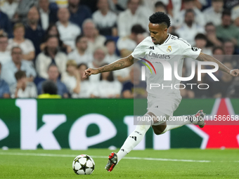 Eder Militao centre-back of Real Madrid and Brazil during the UEFA Champions League 2024/25 League Phase MD1 match between Real Madrid C.F....