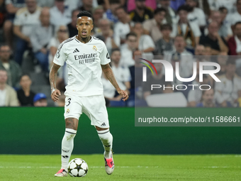 Eder Militao centre-back of Real Madrid and Brazil during the UEFA Champions League 2024/25 League Phase MD1 match between Real Madrid C.F....