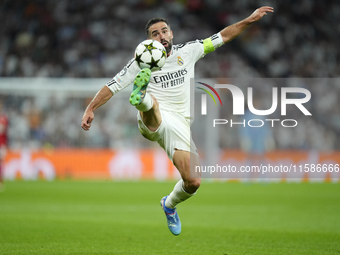 Daniel Carvajal right-back of Real Madrid and Spain controls the ball during the UEFA Champions League 2024/25 League Phase MD1 match betwee...