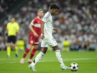 Rodrygo Goes right winger of Real Madrid and Brazil during the UEFA Champions League 2024/25 League Phase MD1 match between Real Madrid C.F....