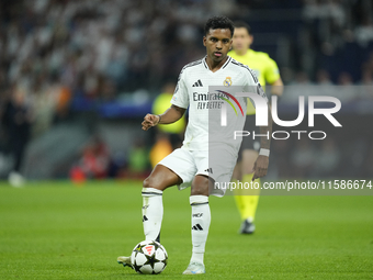 Rodrygo Goes right winger of Real Madrid and Brazil during the UEFA Champions League 2024/25 League Phase MD1 match between Real Madrid C.F....