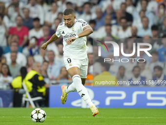 Kylian Mbappe centre-forward of Real Madrid and France during the UEFA Champions League 2024/25 League Phase MD1 match between Real Madrid C...