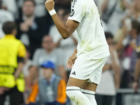 Kylian Mbappe centre-forward of Real Madrid and France celebrates after scoring his sides first goal during the UEFA Champions League 2024/2...