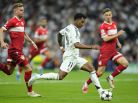 Rodrygo Goes right winger of Real Madrid and Brazil does passed during the UEFA Champions League 2024/25 League Phase MD1 match between Real...