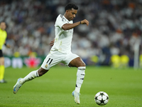 Rodrygo Goes right winger of Real Madrid and Brazil in action during the UEFA Champions League 2024/25 League Phase MD1 match between Real M...