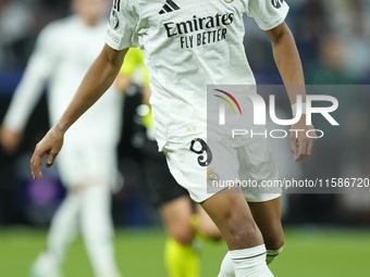 Kylian Mbappe centre-forward of Real Madrid and France during the UEFA Champions League 2024/25 League Phase MD1 match between Real Madrid C...