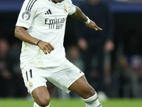 Rodrygo Goes right winger of Real Madrid and Brazil during the UEFA Champions League 2024/25 League Phase MD1 match between Real Madrid C.F....