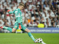 Alexander Nubel goalkeeper of Stuttgart and Germany does passed during the UEFA Champions League 2024/25 League Phase MD1 match between Real...