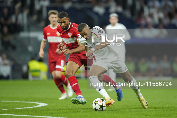 Kylian Mbappe centre-forward of Real Madrid and France in action during the UEFA Champions League 2024/25 League Phase MD1 match between Rea...