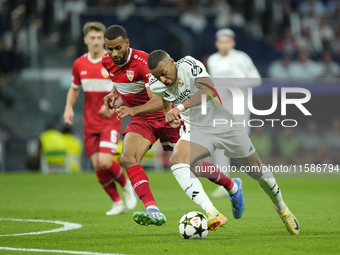 Kylian Mbappe centre-forward of Real Madrid and France in action during the UEFA Champions League 2024/25 League Phase MD1 match between Rea...