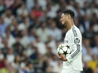 Jude Bellingham central midfield of Real Madrid and England reacts during the UEFA Champions League 2024/25 League Phase MD1 match between R...