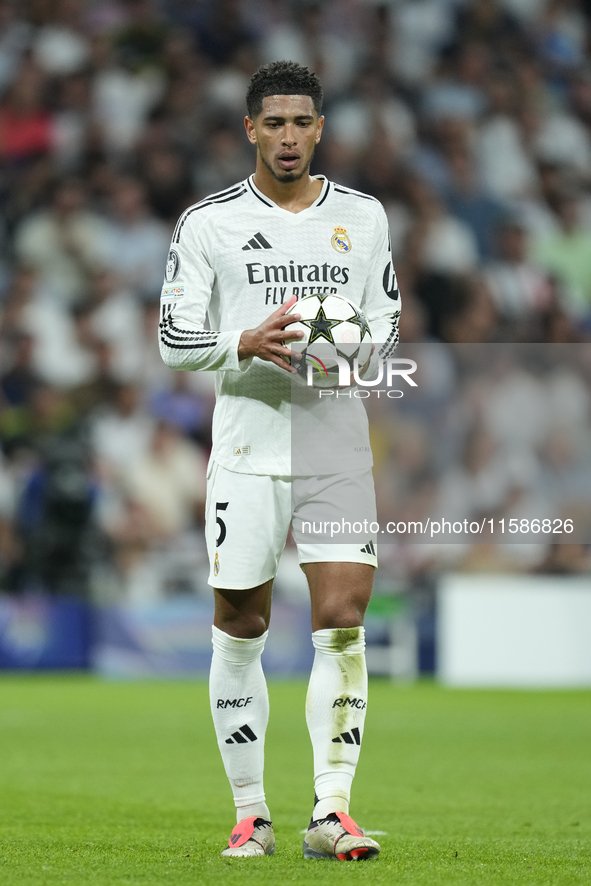 Jude Bellingham central midfield of Real Madrid and England during the UEFA Champions League 2024/25 League Phase MD1 match between Real Mad...