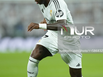 Vinicius Junior left winger of Real Madrid and Brazil during the UEFA Champions League 2024/25 League Phase MD1 match between Real Madrid C....