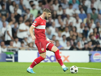 Jeff Chabot centre-back of Stuttgart and Germany during the UEFA Champions League 2024/25 League Phase MD1 match between Real Madrid C.F. an...