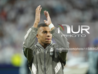 Kylian Mbappe centre-forward of Real Madrid and France prior the UEFA Champions League 2024/25 League Phase MD1 match between Real Madrid C....