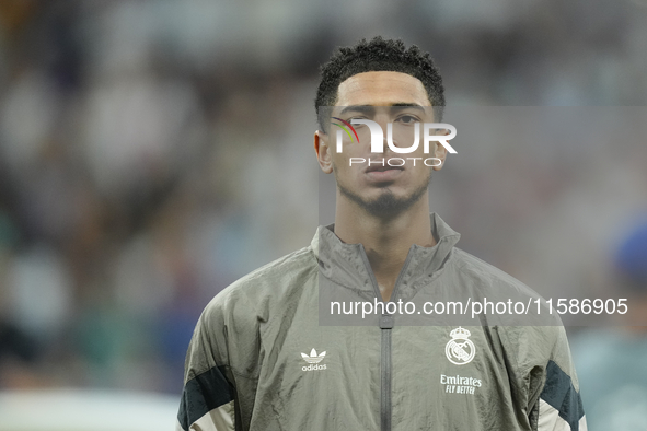 Jude Bellingham central midfield of Real Madrid and England during the UEFA Champions League 2024/25 League Phase MD1 match between Real Mad...