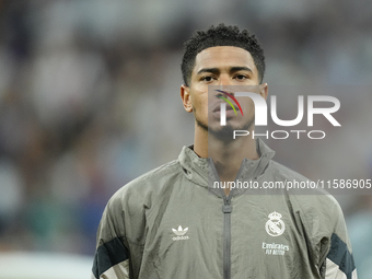 Jude Bellingham central midfield of Real Madrid and England during the UEFA Champions League 2024/25 League Phase MD1 match between Real Mad...