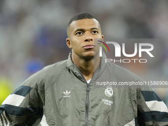 Kylian Mbappe centre-forward of Real Madrid and France during the UEFA Champions League 2024/25 League Phase MD1 match between Real Madrid C...