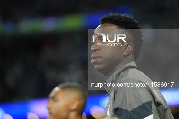 Vinicius Junior left winger of Real Madrid and Brazil during the UEFA Champions League 2024/25 League Phase MD1 match between Real Madrid C....