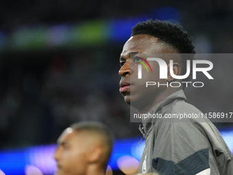 Vinicius Junior left winger of Real Madrid and Brazil during the UEFA Champions League 2024/25 League Phase MD1 match between Real Madrid C....