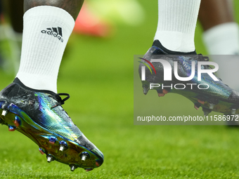 Boats of Vinicius Junior during the warm-up before the UEFA Champions League 2024/25 League Phase MD1 match between Real Madrid C.F. and VfB...