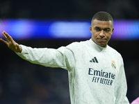 Kylian Mbappe centre-forward of Real Madrid and France during the warm-up before the UEFA Champions League 2024/25 League Phase MD1 match be...