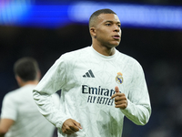 Kylian Mbappe centre-forward of Real Madrid and France during the warm-up before the UEFA Champions League 2024/25 League Phase MD1 match be...