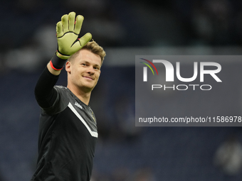 Alexander Nubel goalkeeper of Stuttgart and Germany during the warm-up before the UEFA Champions League 2024/25 League Phase MD1 match betwe...