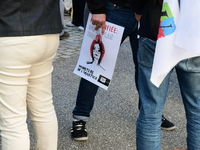 Several CGT demonstrators in front of the Lyon court protest against the elimination of posts in the youth judicial police in Lyon, France,...