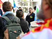 Several CGT demonstrators in front of the Lyon court protest against the elimination of posts in the youth judicial police in Lyon, France,...