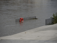 High waters in the Oder River in Wroclaw, Poland, on September 19, 2024. (